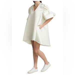 BRAND NEW Kimberly Goldson Paisley‎ satin ruffle sleeved dress-ghost large